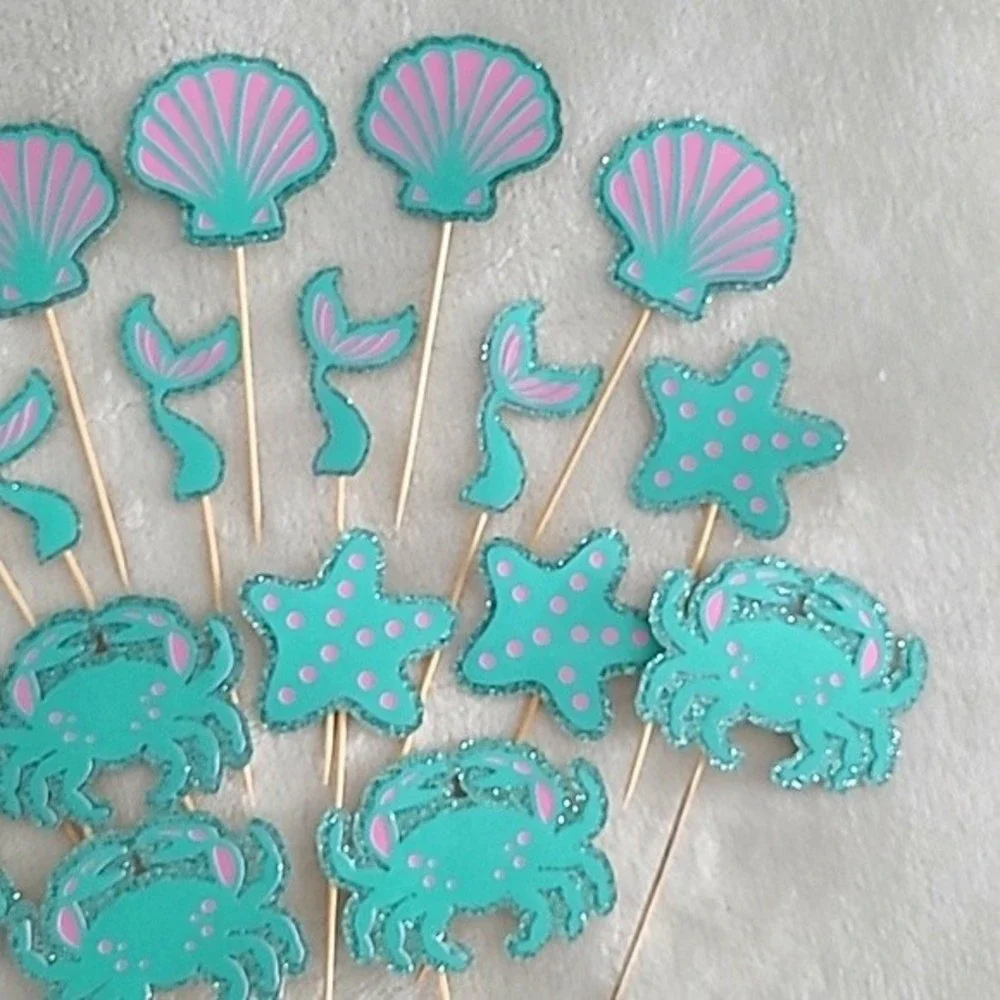 Mermaid theme cupcake toppers